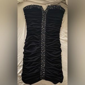 NWT Laundry Shelli Segal Dress Cocktail Strapless Black Sequin Beaded Ruched S 6